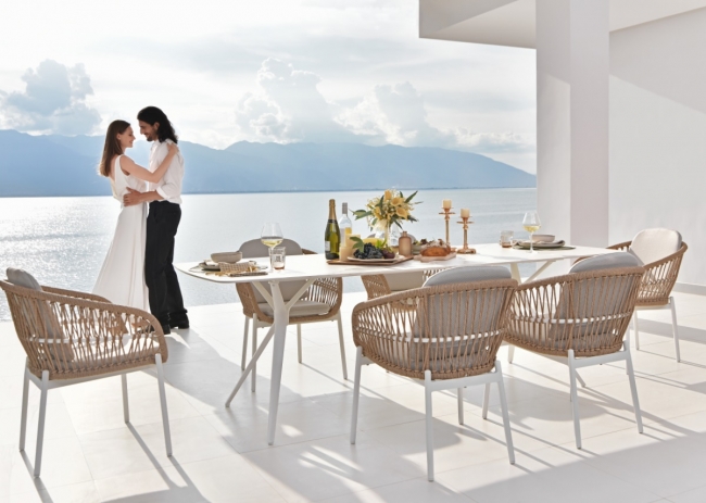  Bari/D7-White Dining Set 